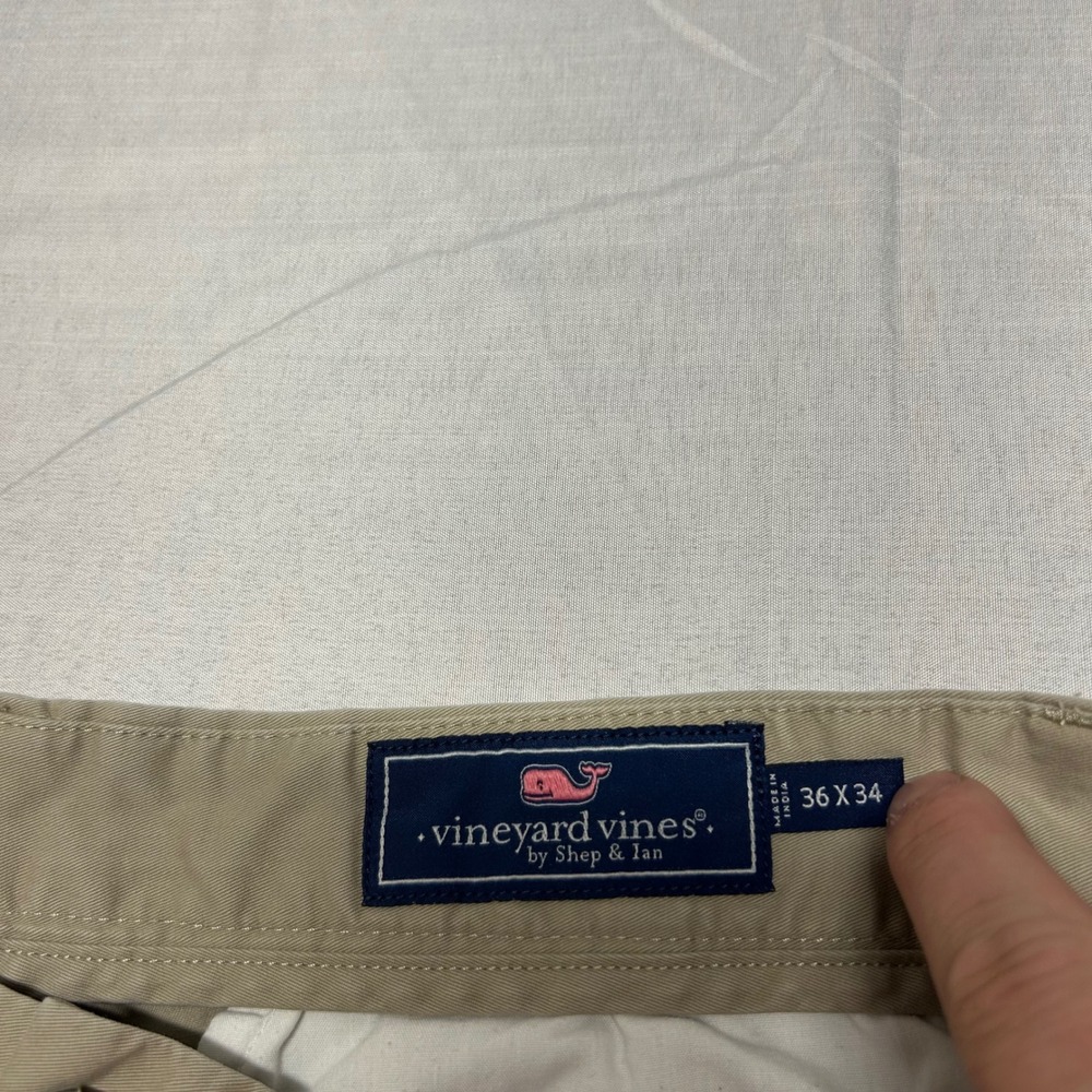 Vineyard Vines Mens 36x34 Breaker Pants Khaki Tan Straight Leg Chino Twill 0238 - Picture 3 of 7